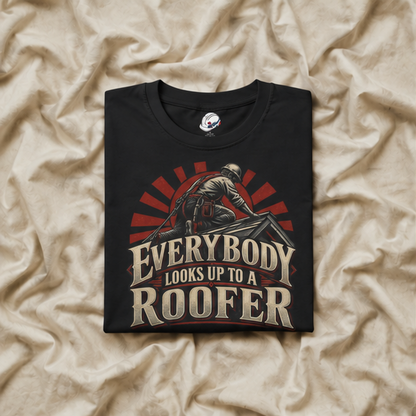 Everybody Looks Up To A Roofer Vintage Rooftop Worker Men's T-Shirt
