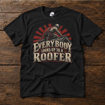 Everybody Looks Up To A Roofer Vintage Rooftop Worker Men's T-Shirt