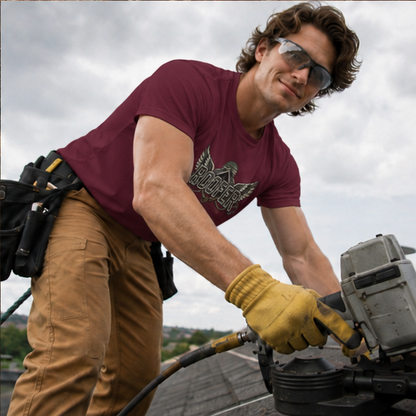 Roofer Winged Roofline Industrial Emblem Men's T-Shirt