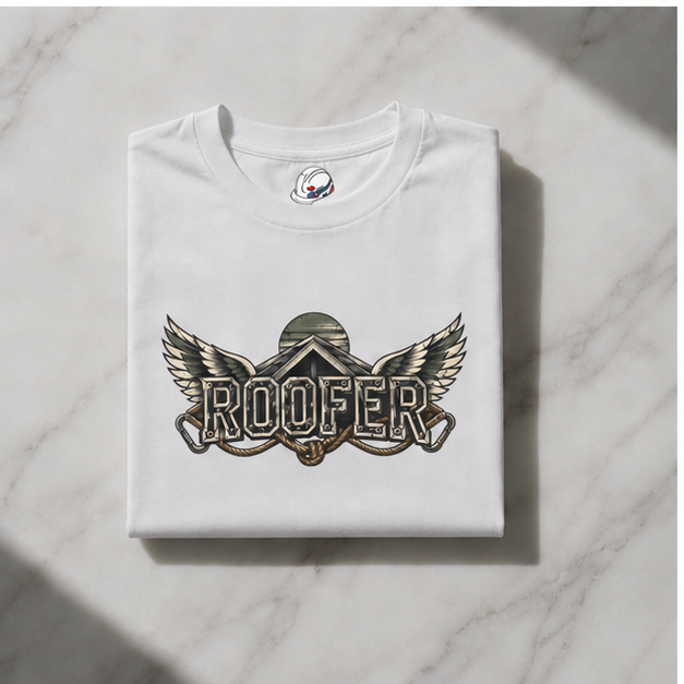 Roofer Winged Roofline Industrial Emblem Men's T-Shirt