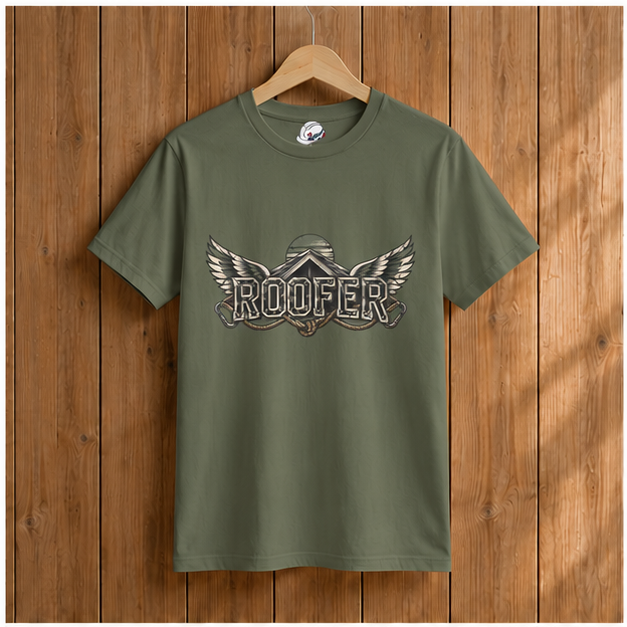 Roofer Winged Roofline Industrial Emblem Men's T-Shirt