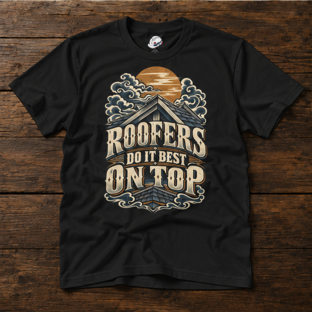 Roofers Do It Best On Top Japanese Woodblock Men's T-Shirt