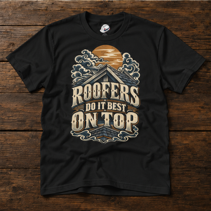 Roofers Do It Best On Top Japanese Woodblock Men's T-Shirt
