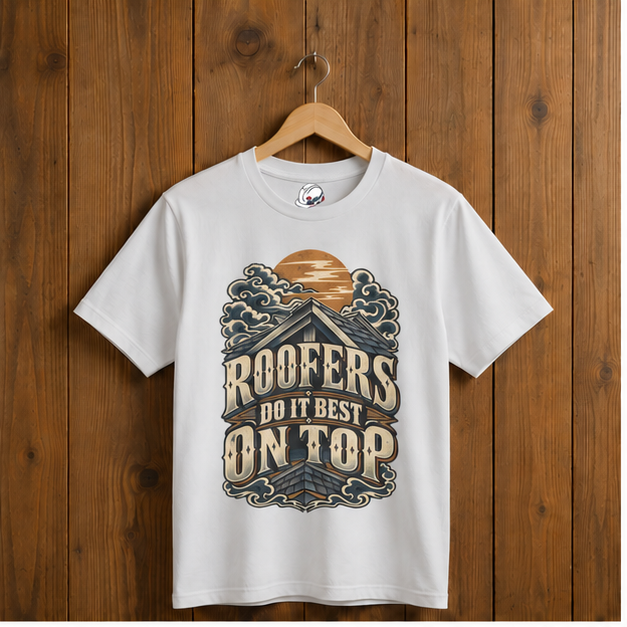 Roofers Do It Best On Top Japanese Woodblock Men's T-Shirt