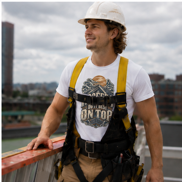 Roofers Do It Best On Top Japanese Woodblock Men's T-Shirt