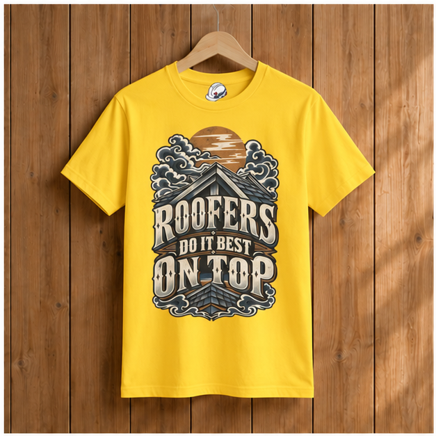 Roofers Do It Best On Top Japanese Woodblock Men's T-Shirt