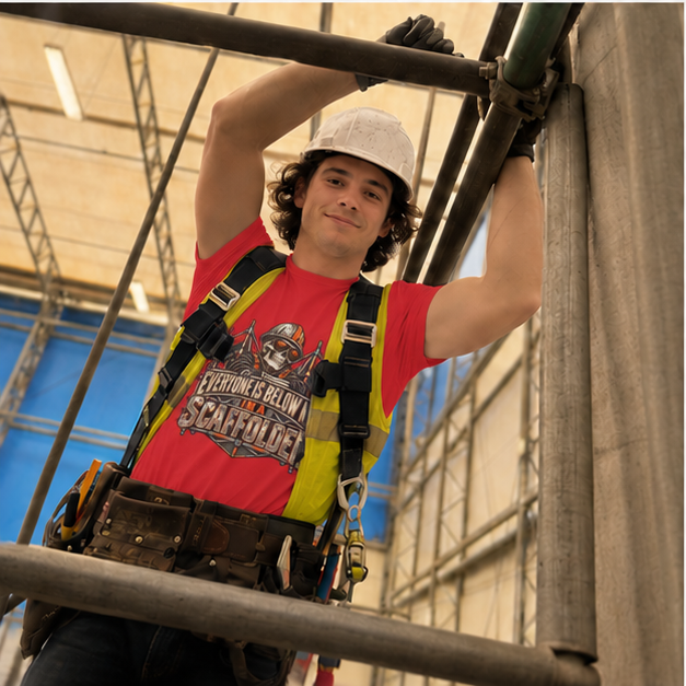 Everyone Is Below Me. I'm A Scaffolder Skeleton Mascot Men's T-Shirt