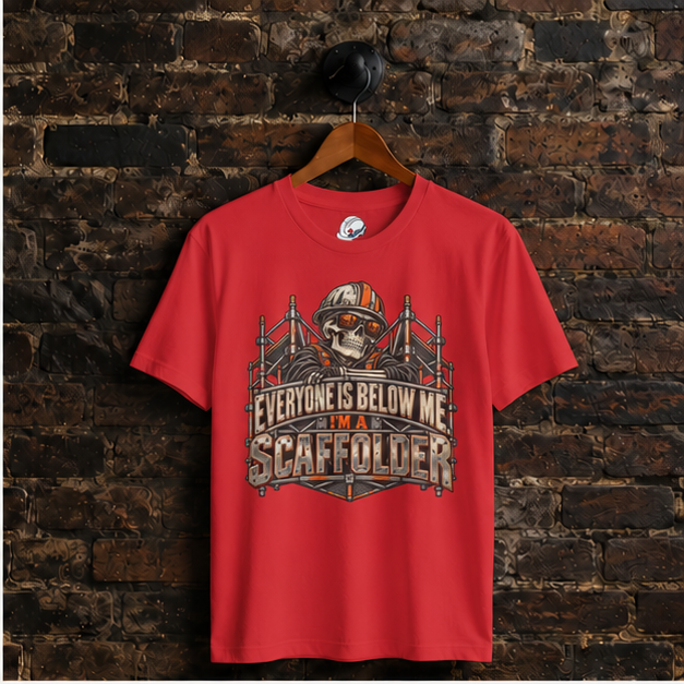 Everyone Is Below Me. I'm A Scaffolder Skeleton Mascot Men's T-Shirt