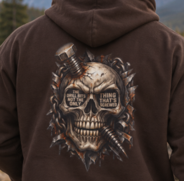 'The Drill Bit's Not the Only Thing That's Screwed' Hoodie, Motivational Sweater
