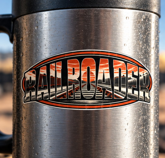 Railroader, Retro Railroad Silhouette Men’s Sticker