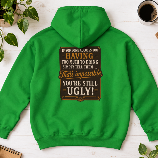 'If Someone Accuses You Having Too Much To Drink… That’s Impossible, You’re Still Ugly!' Hoodie, Motivational Sweater