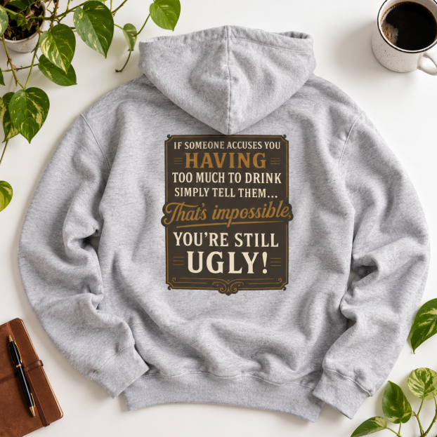 'If Someone Accuses You Having Too Much To Drink… That’s Impossible, You’re Still Ugly!' Hoodie, Motivational Sweater