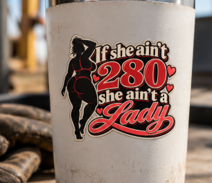 If She Ain’t 280 She Ain’t a Lady, All Trades Men’s Sticker