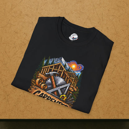 Carpenter Timber Frame Mountain T-Shirt, Carpentry Tools Graphic Tee Shirt