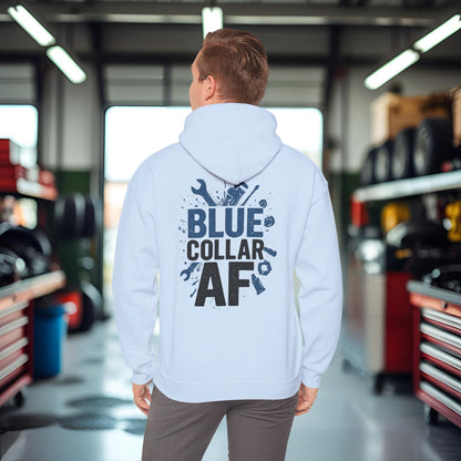 'Blue Collar AF' Men's Hoodie, Motivational Sweater