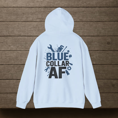 'Blue Collar AF' Men's Hoodie, Motivational Sweater