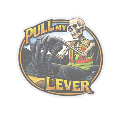Pull My Lever Skeleton Sticker, Equipment Operator Hardhat Stickers