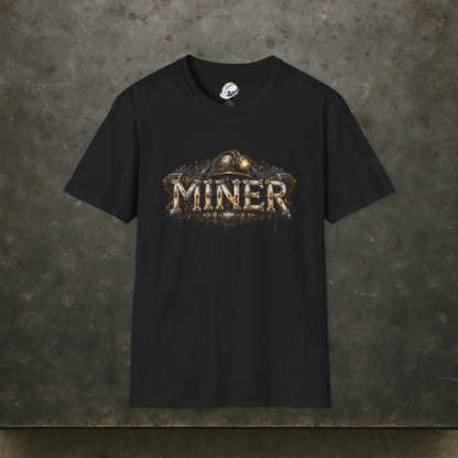 Miner Mechanical Bone Lettering & Headlamp Men's T-Shirt