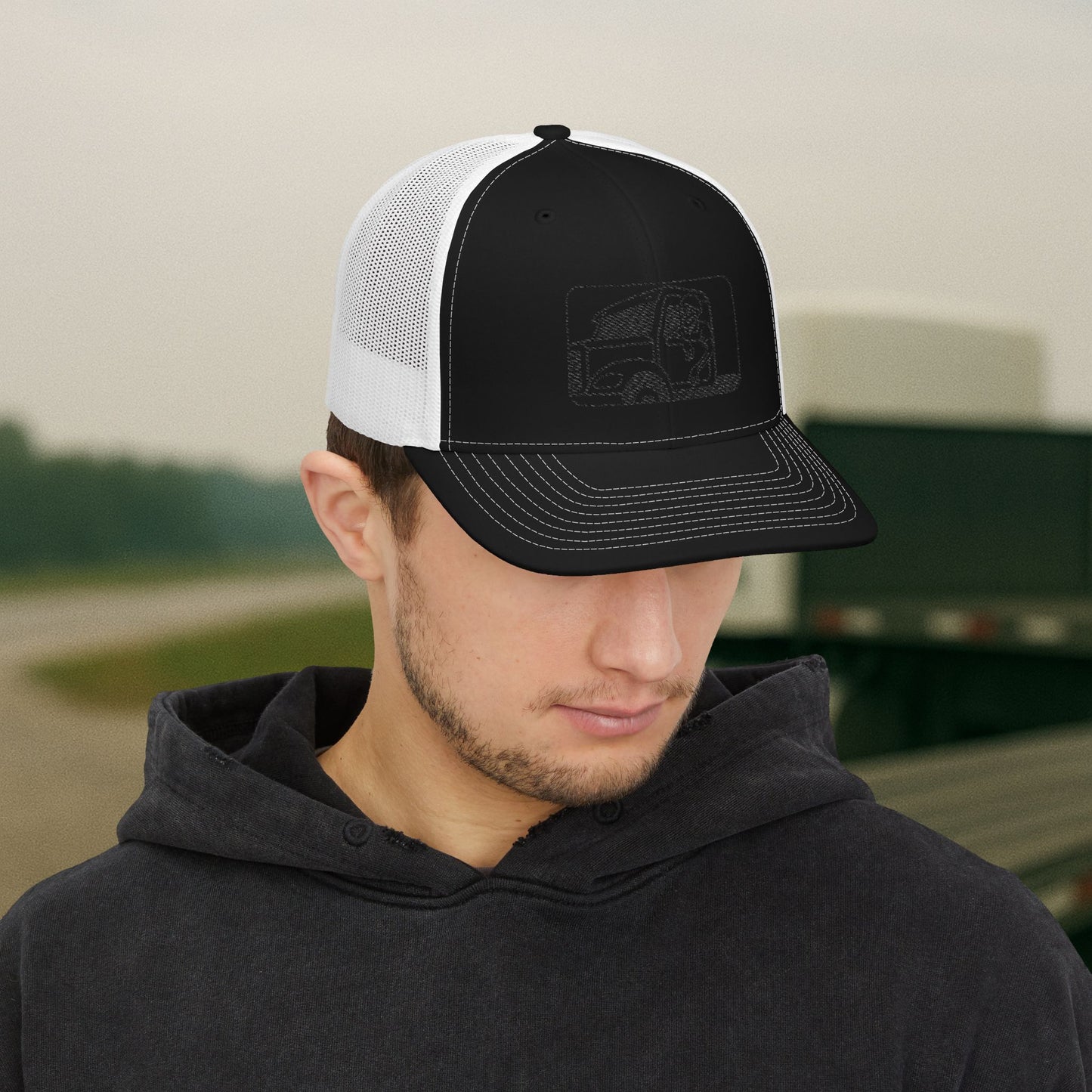 Embroidered Skeleton Truck Driver Hat, Long Haul Trade Cap