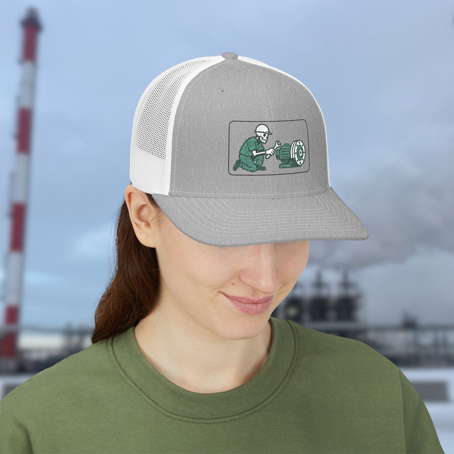 Skeleton Millwright Machinery Install Hat, Industrial Maintenance Cap