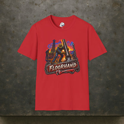 Floorhand Tripping Pipe Oil Rig T-Shirt, Roughneck Chain and Wrench Tee
