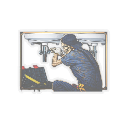 Plumber Skeleton Sticker, Plumber Hardhat Stickers
