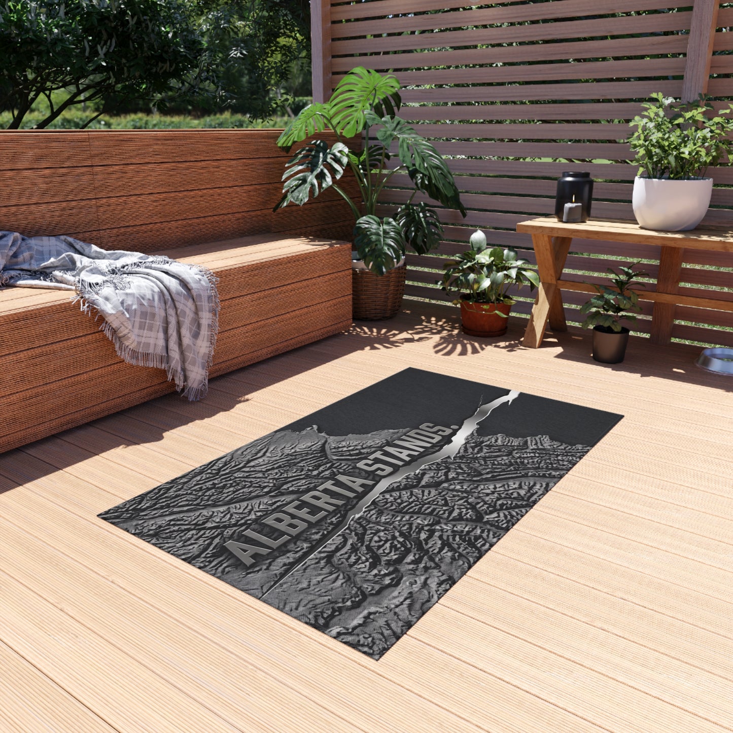 "Alberta Stands" Outdoor Rug, ToughNeck Topographic Patio Rug
