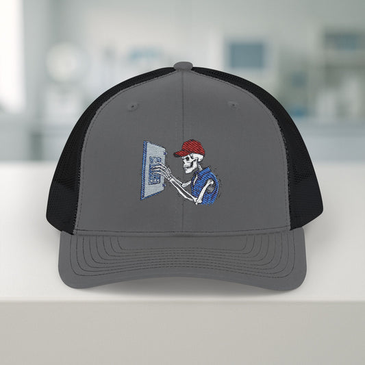 Embroidered Skeleton Electrician Panel Work hat, Electrician cap