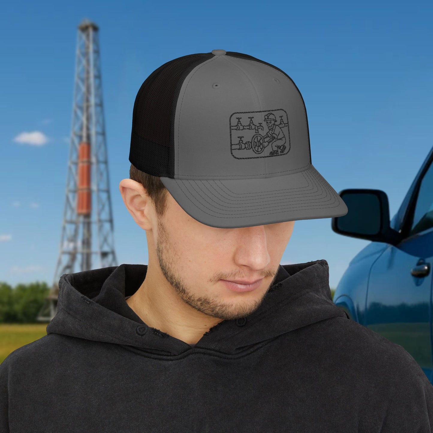 Skeleton Motorhand Valve Work Hat, Oilfield Motorhand Cap