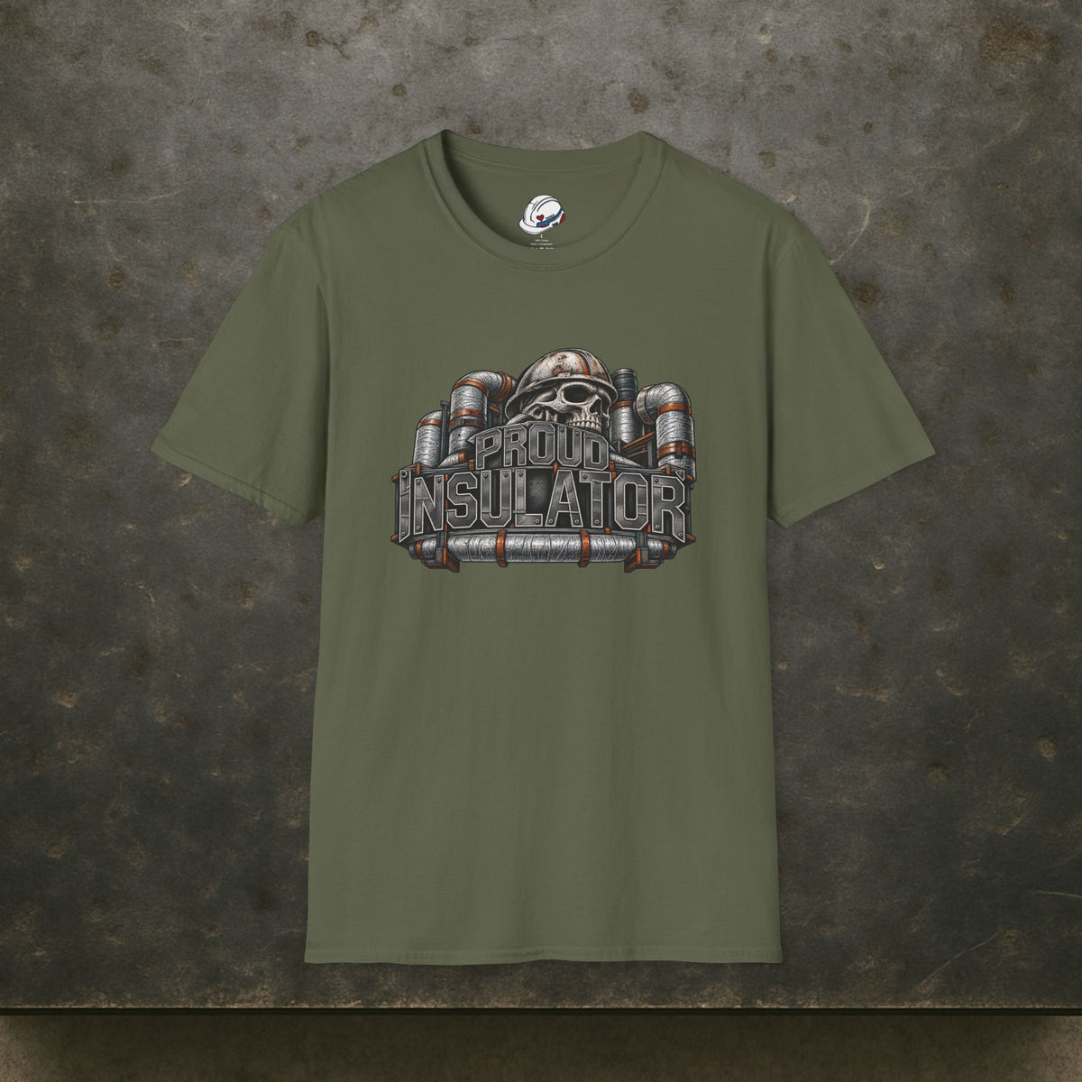 Proud Insulator Hardhat Skull and Wrapped Pipe T-Shirt