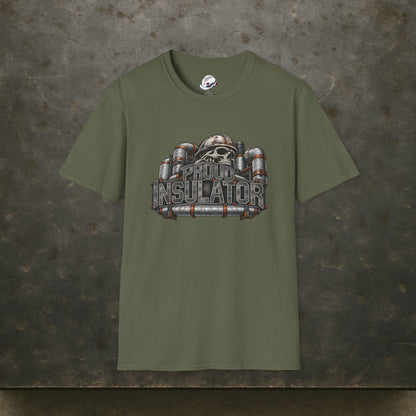 Proud Insulator Hardhat Skull and Wrapped Pipe T-Shirt
