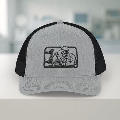 Plumber Solvent Work Hat, Plumbing Skeleton Trade Cap