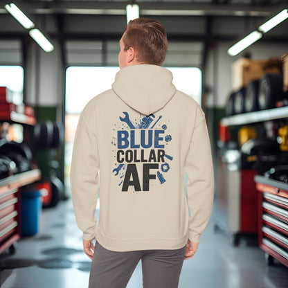 'Blue Collar AF' Men's Hoodie, Motivational Sweater