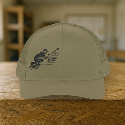 Skeletal Roofer Shingle Work Hat, Roofing Cap