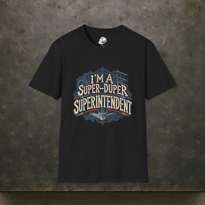 I’m a Super-Duper Superintendent Bone Lettering Blueprint Men’s T-Shirt