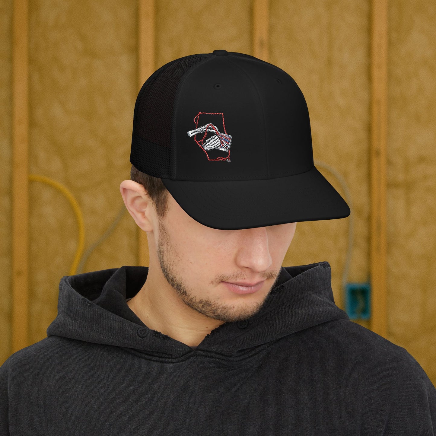 Electrician Skeleton Hands Embroidered, Electrical Micrometer Cap