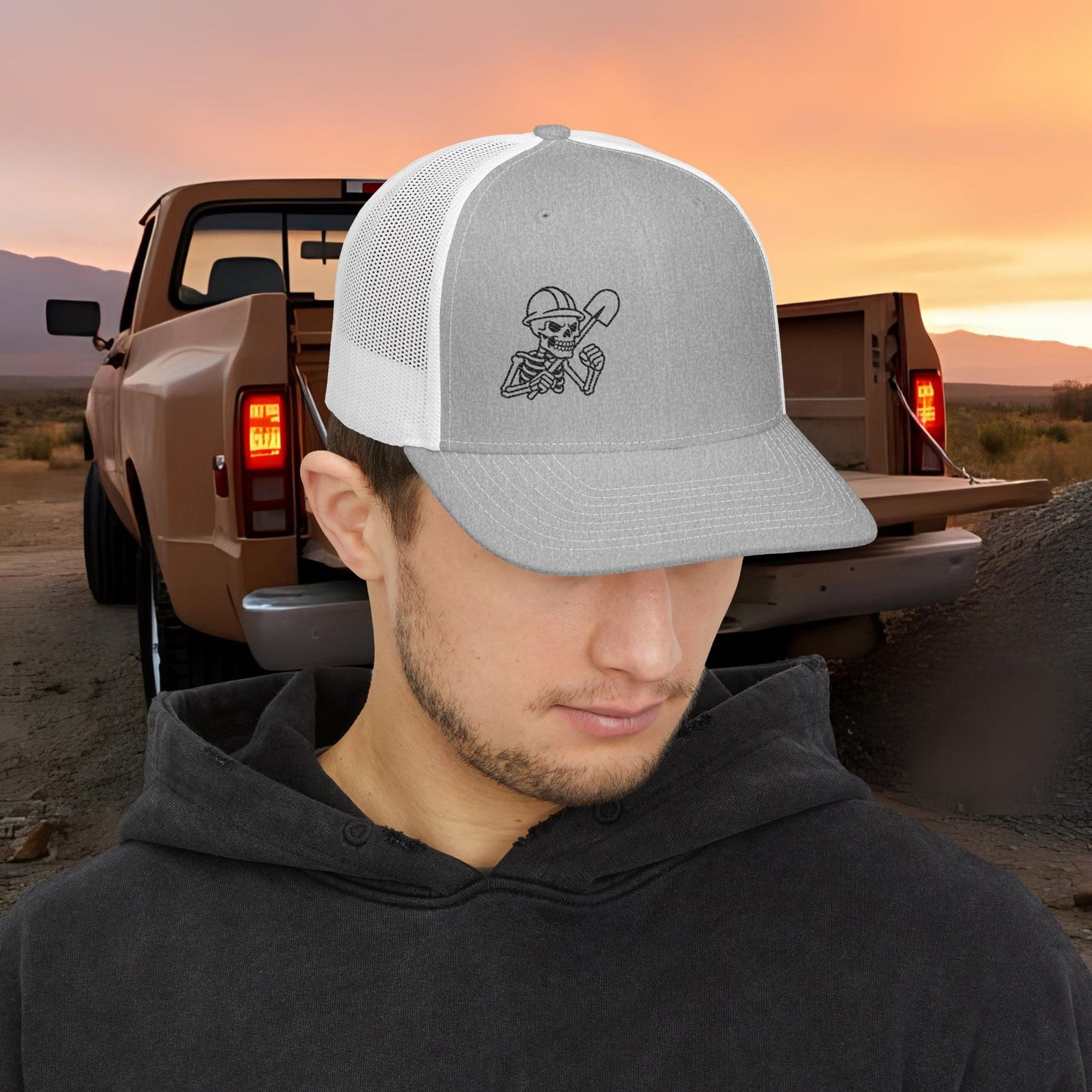 Labourer Embroidered Skeleton hat, Labourer cap