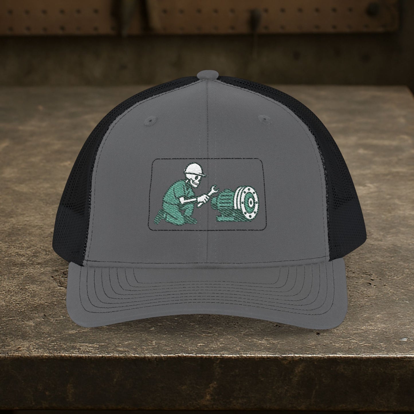 Skeleton Millwright Machinery Install Hat, Industrial Maintenance Cap