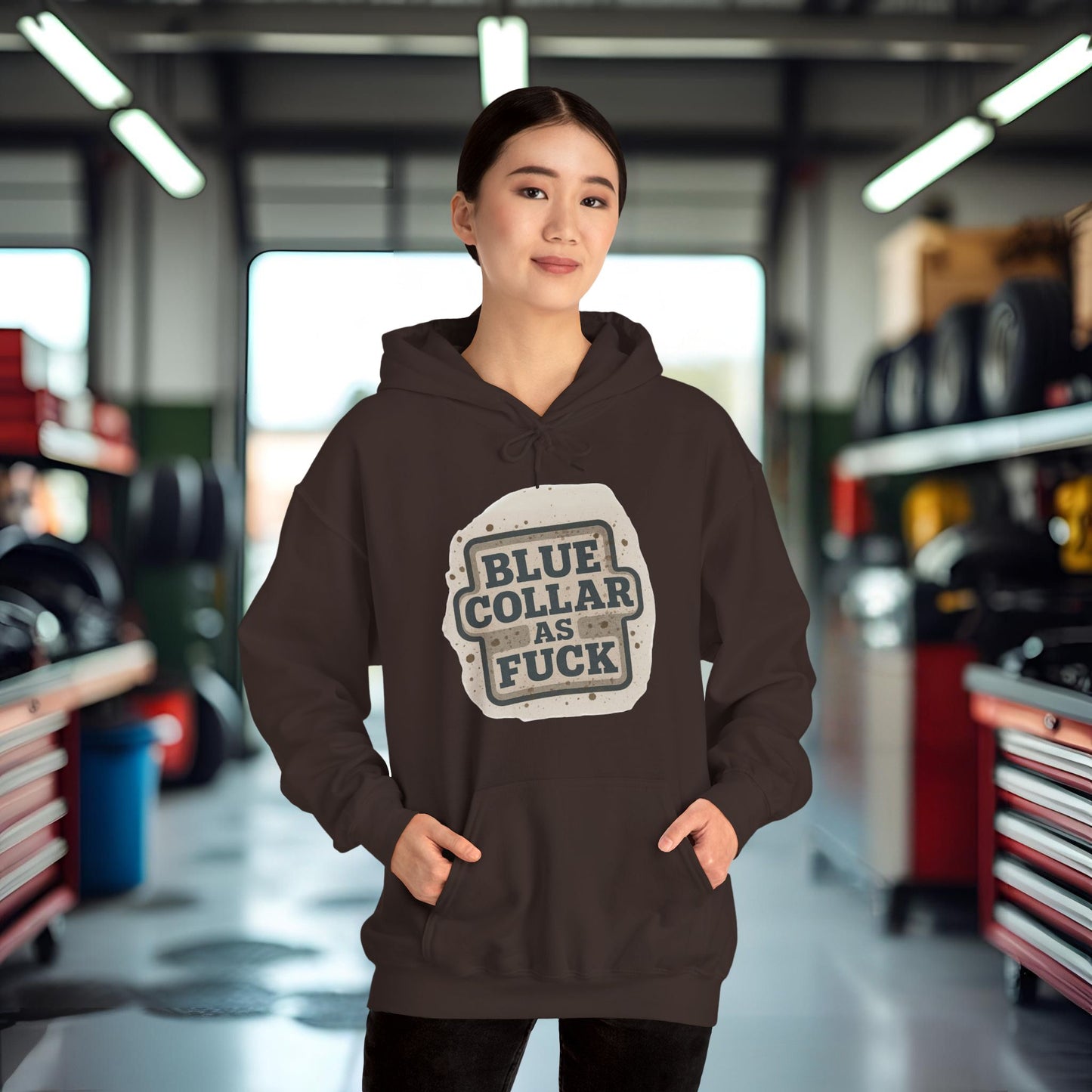 'Blue Collar As Fuck' Hoodie, Motivational Sweater