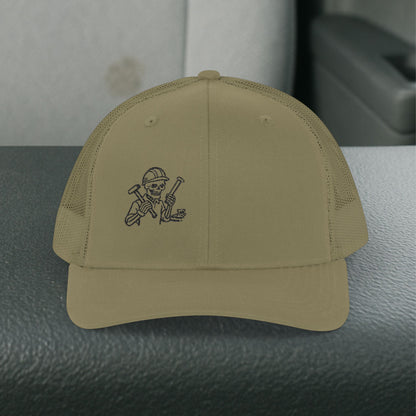 Embroidered Railroader Skeleton Hat, Railroading Skull Trade Cap