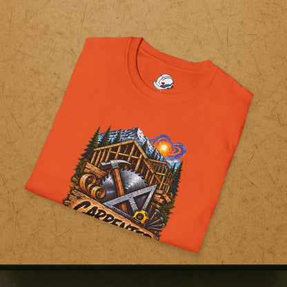 Carpenter Timber Frame Mountain T-Shirt, Carpentry Tools Graphic Tee Shirt