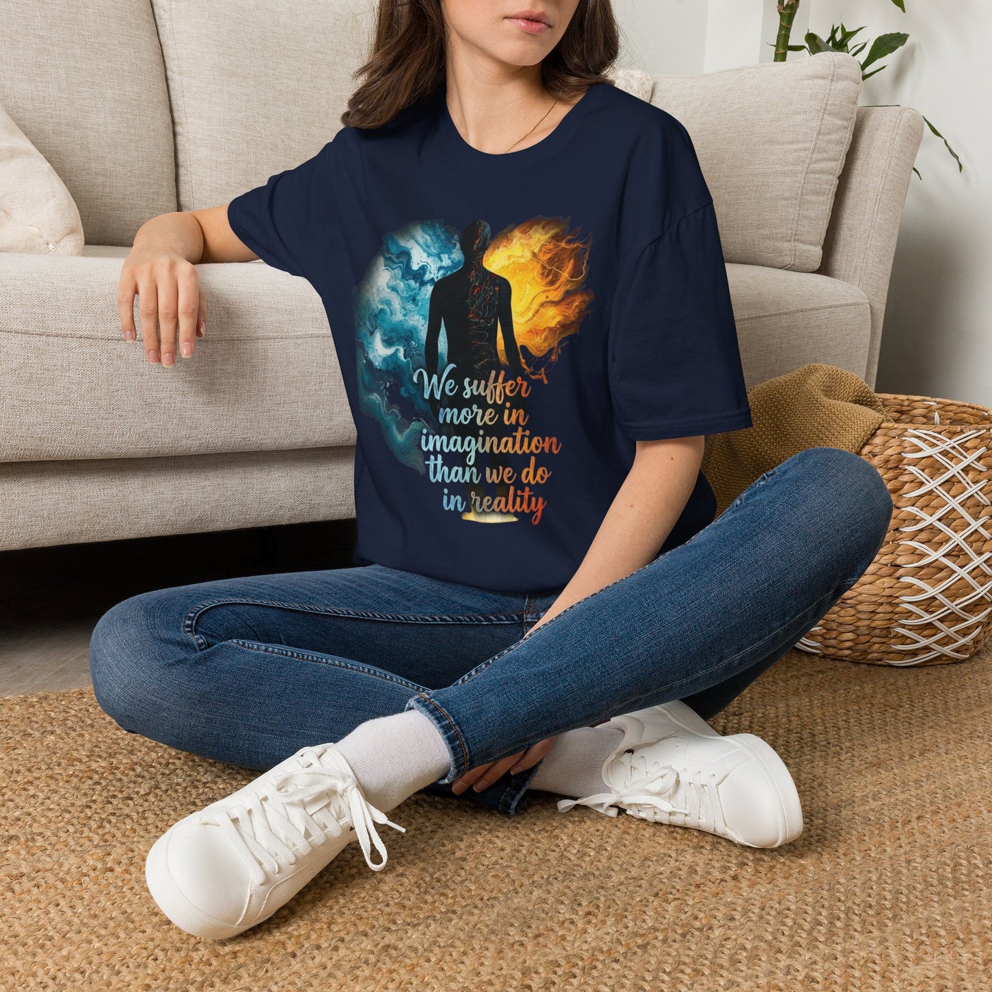 “We Suffer More In Imagination” T-Shirt, Stoic Mindset motivational t-shirt