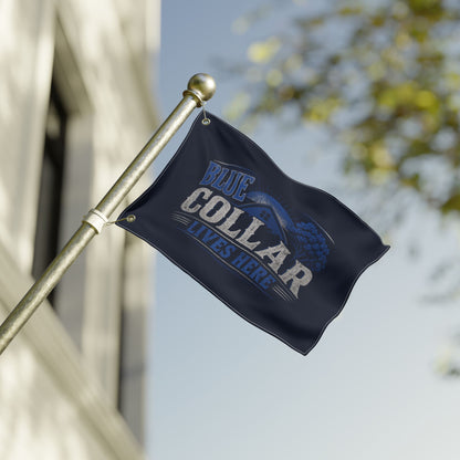 "Blue Collar Lives Here" Double-Sided Flag, Toughneck Trades Pride Banner