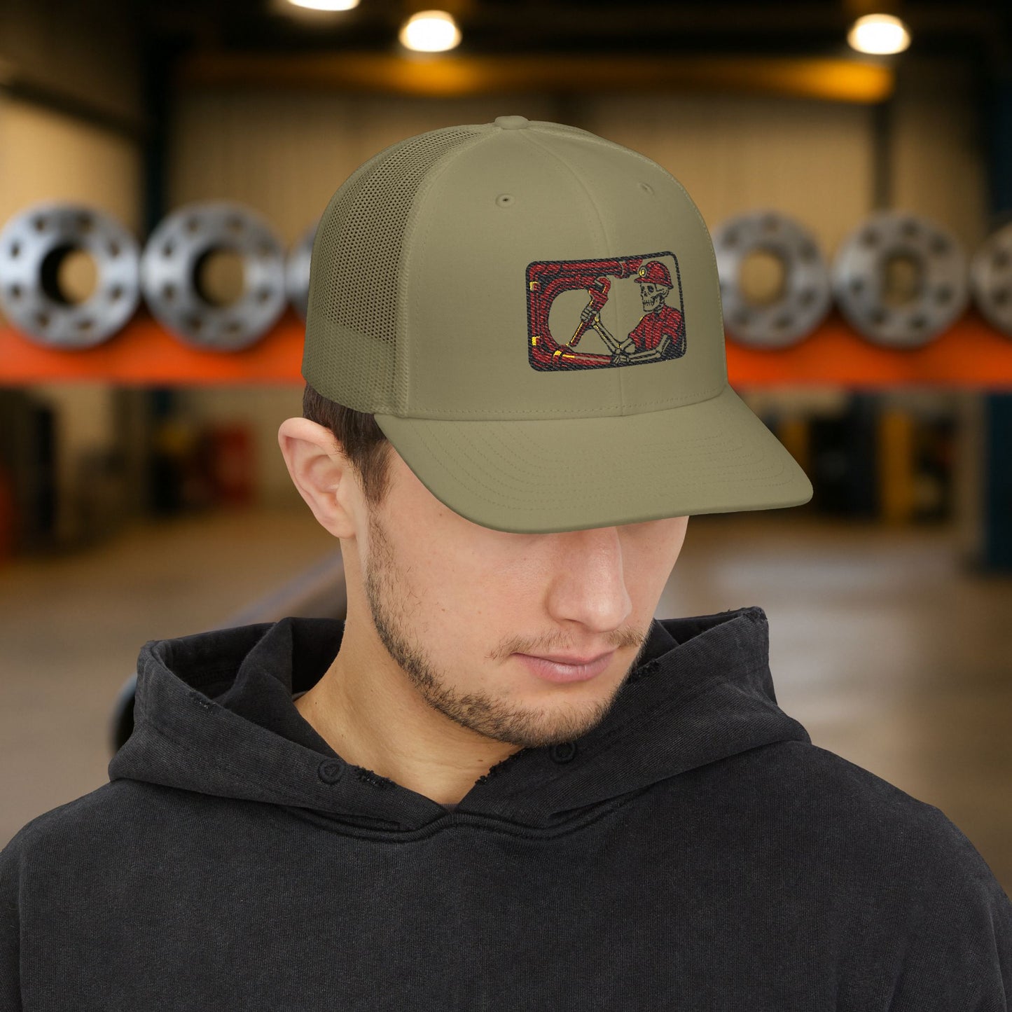 Visual Skeleton Embroidered Pipefitter hat, Pipe fitter cap