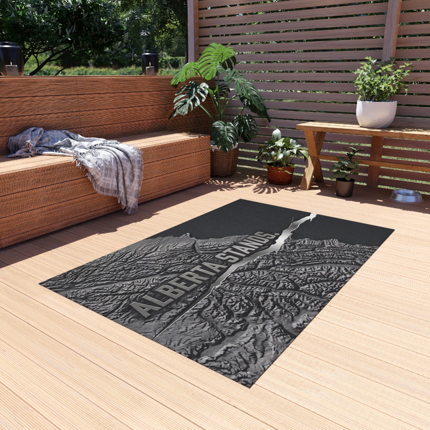 "Alberta Stands" Outdoor Rug, ToughNeck Topographic Patio Rug