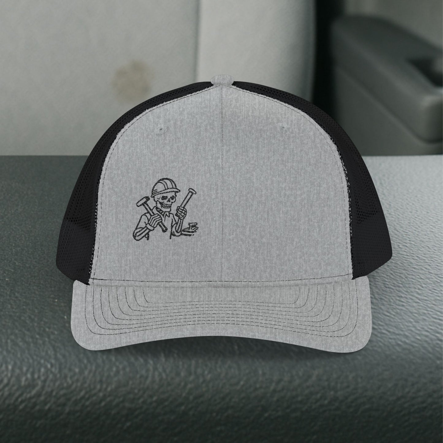 Embroidered Railroader Skeleton Hat, Railroading Skull Trade Cap