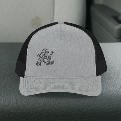 Embroidered Railroader Skeleton Hat, Railroading Skull Trade Cap