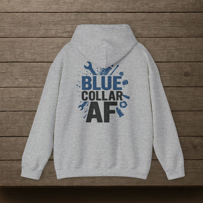 'Blue Collar AF' Men's Hoodie, Motivational Sweater
