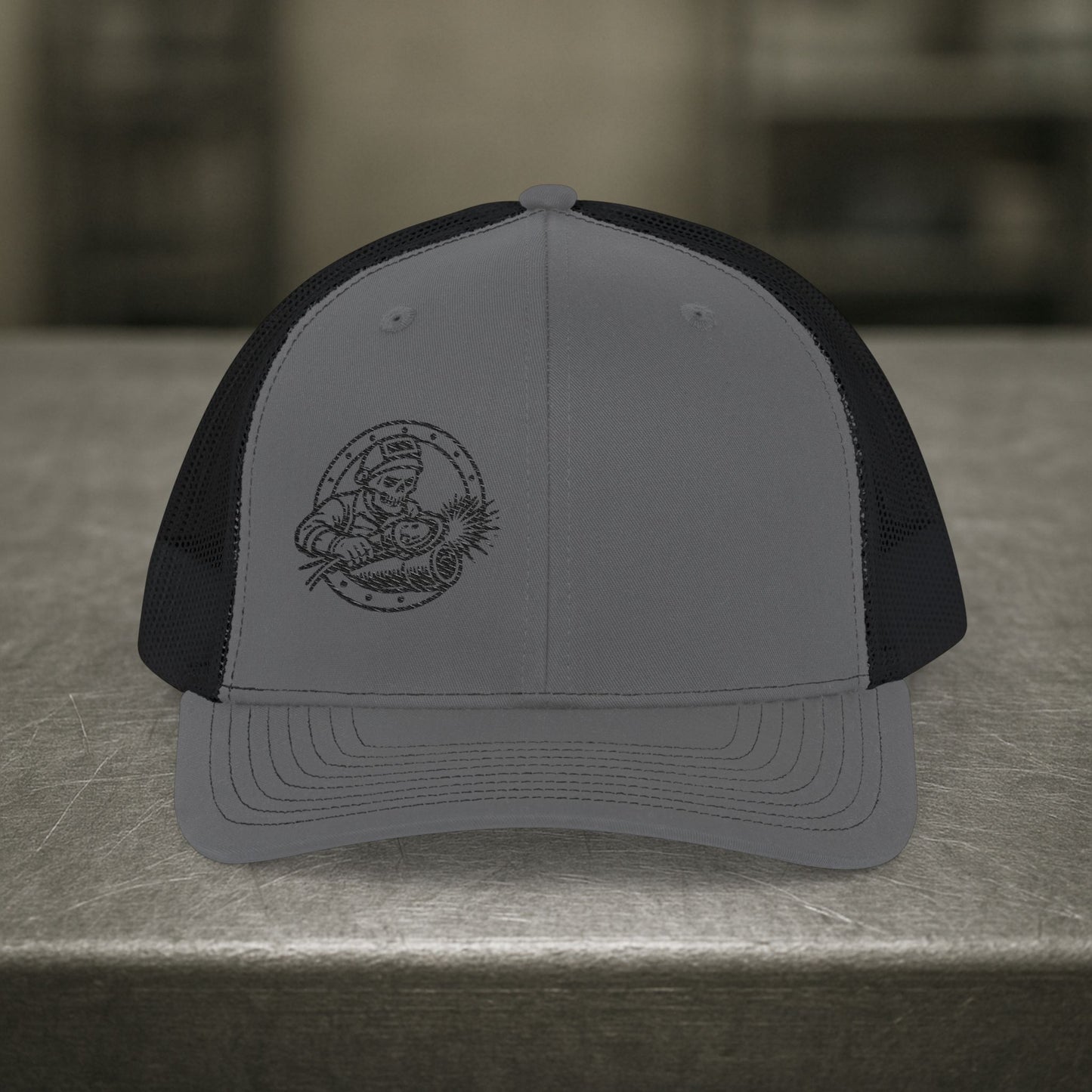 Skeleton Grinding Pipe Sparks Hat, Pipefitter Hat