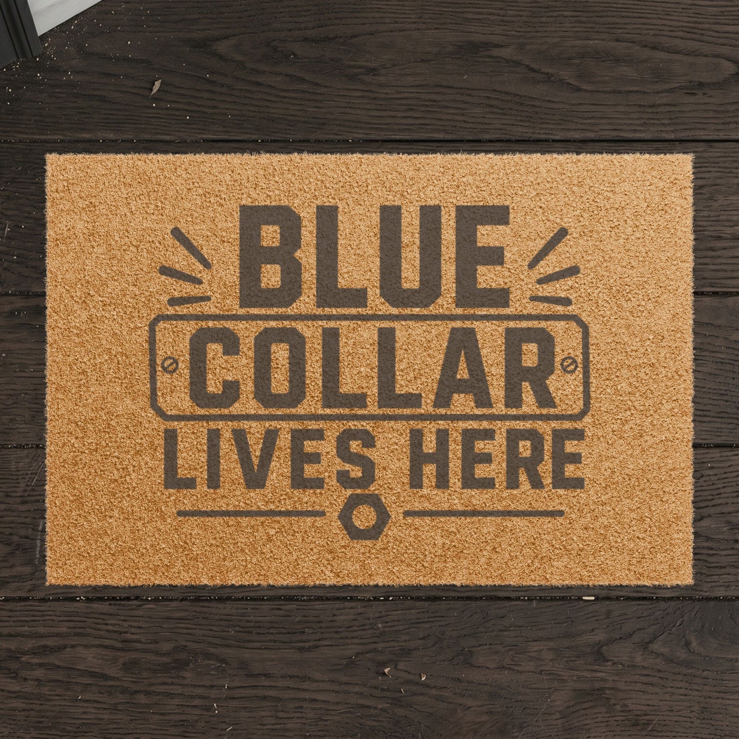 "Blue Collar Lives Here" Doormat, Toughneck Funny Trades Door Mat